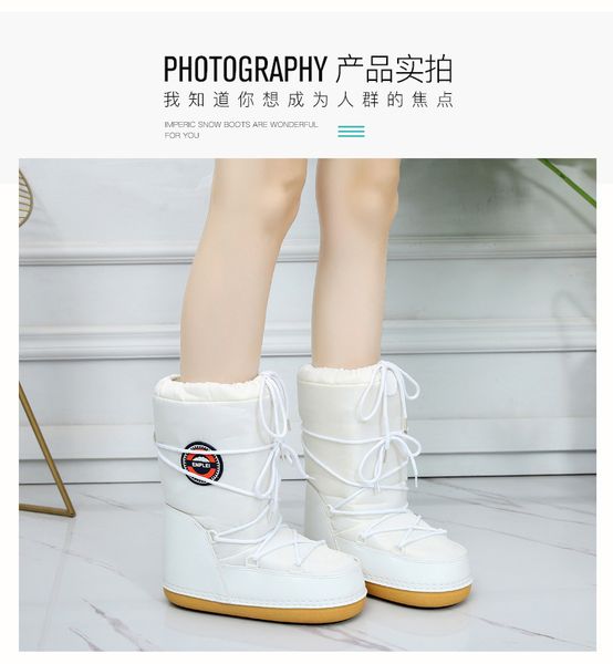 

swonco snow woman shoes platform moon space female 2019 winter velvet fur warm ankle boots snowboots mx200324, Black