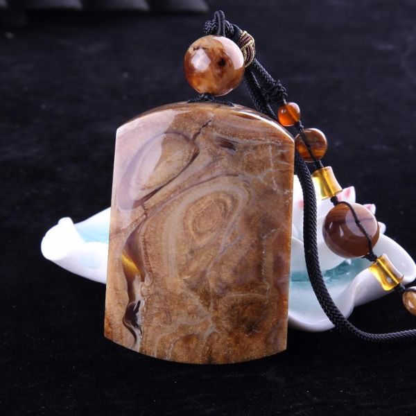 

chen wanfu amber natural burmite carve pendant dragon amber pendant brown new al-243, Silver