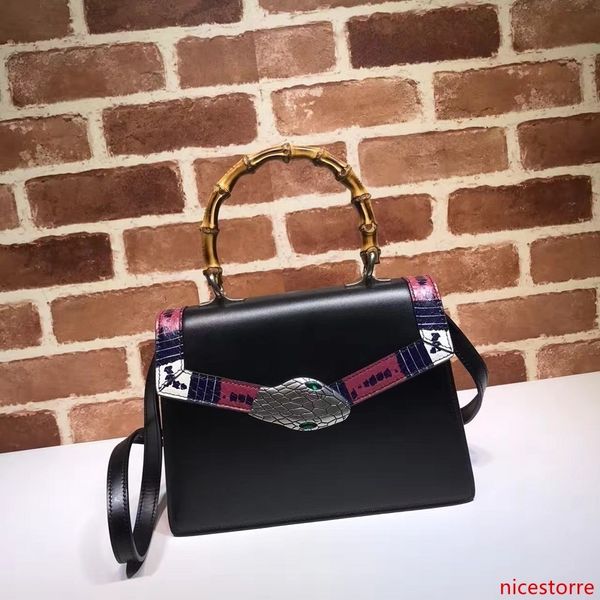 

2020 brand design letter buckle bamboo handle handbag woman shoulder bag genuine leather 453751 fashion briefcase