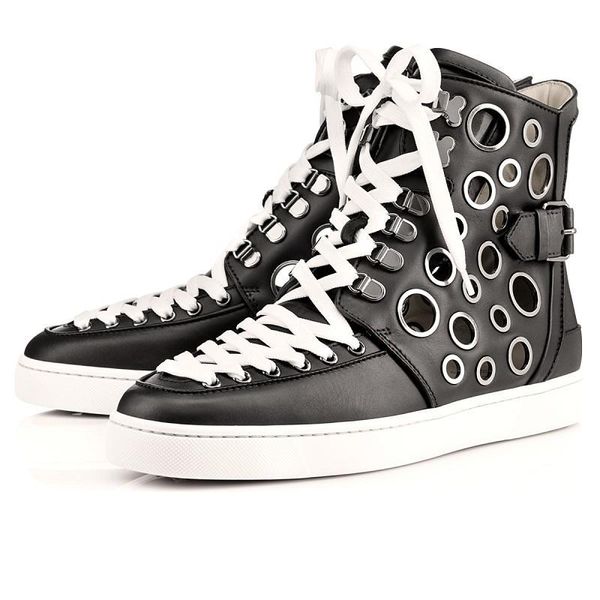 

designer brand red bottom studded spikes flats shoes mens women black white blue party lovers genuine leather casual sneakers 29