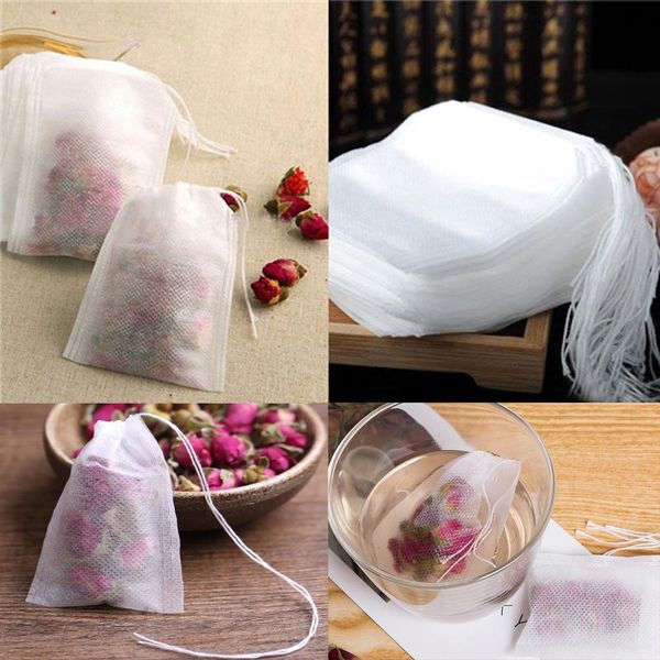 

100pcs/set teabags 5.5 x 7cm empty scented tea bags with string heal seal filter paper for herb loose tea bolsas