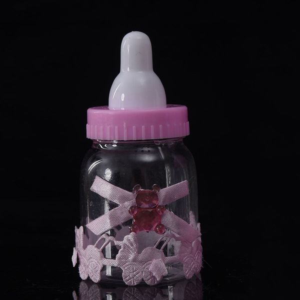 

mini fillable candy bottles for baby shower favors blue pink party decorations