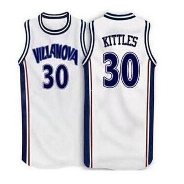 

#30 kerry kittles villanova wildcats retro throwbacks embroidery basketball jersey white custom any number and name jerseys, Black;blue