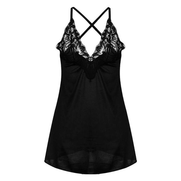 

lace satin silk sleepwear new women black lingerie women backless silk sleepwear roupa de dormir feminina t#, Black;red