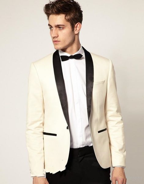

new fashionable one button ivory groom tuxedos shawl lapel groomsmen man wedding prom dinner suits (jacket+pants+tie) 1512, Black;gray