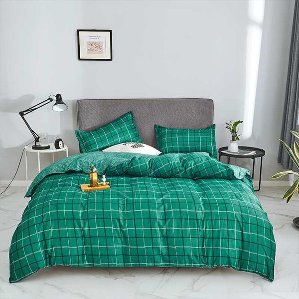 

plaid series good fabric duvet cover set flat sheet pillow cases soft 3/4pcs twin full  king size bedding sets