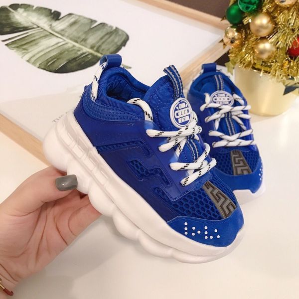 

versace 2020 дети цепная реакция повседневная обувь белый многоцветный rubber замша flat кроссовки детская мода кожа обувь кроссовки 26-37, Black