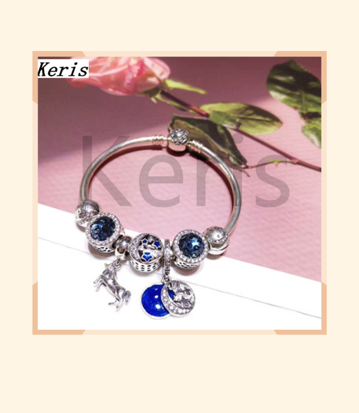 

100%925 sterling silver 2019 new star charm snow horse beaded bracelet delivery, Golden;silver