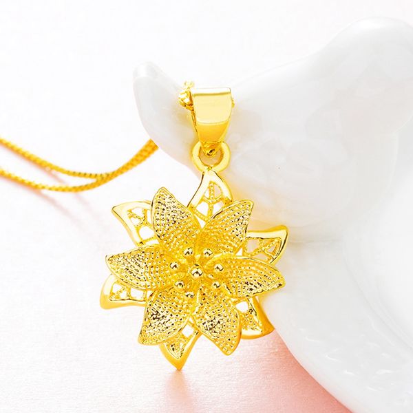 

filigree flower pendant chain 18k yellow gold filled womens pendant necklace gift charm jewelry fashion accessories, Silver