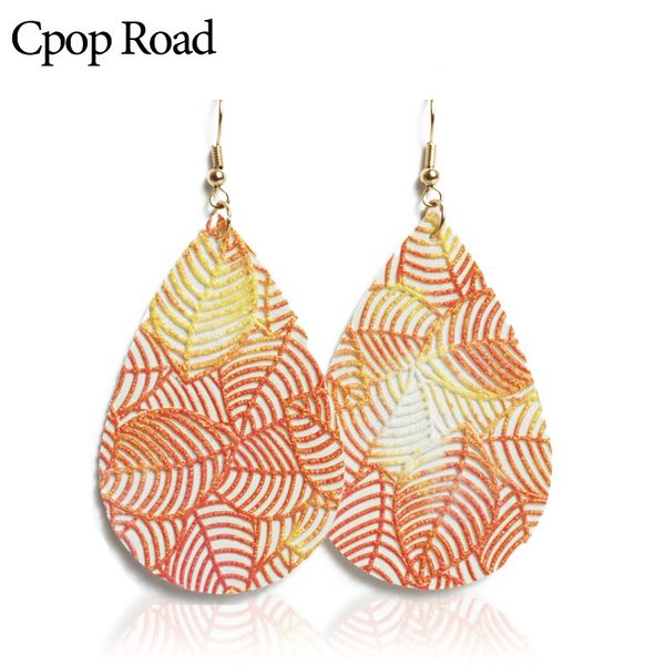 

кожаные серьги cpop vintage тиснение teardrop искусственной для женщин flower pattern water drop statement danlge серьга мода свежих ювелирн, Silver
