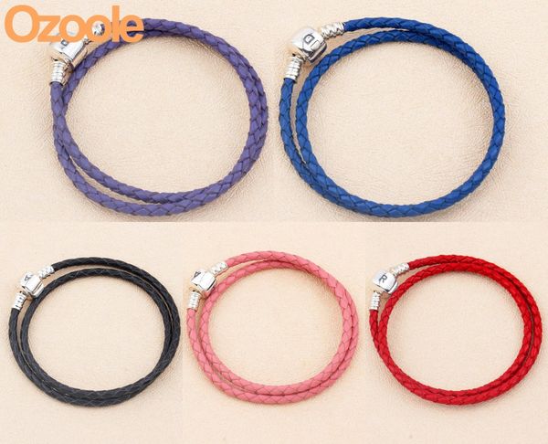 

authentic 925 sterling silver moments snake double leather clasp charms bangle fit european original bracelet jewelry gift, Golden;silver