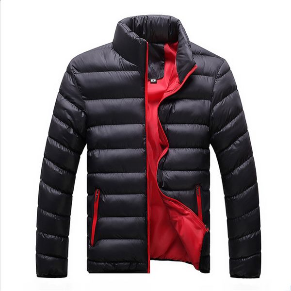 

coat fashion cotton men's slim winter collar men's large size cotton clothes solid color down clothes thickened clothing, Black
