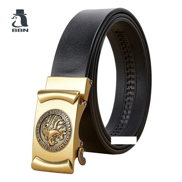 

lionbbn alloy buckle genuine leather belt men's automateic buckle belts men designer waistband male strap for jean, Black;brown