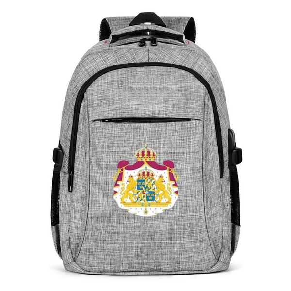 

sweden coat of arms emblem fashion sports backpack,design cool pattern adjustable suitable for school traveling backpack flag swedish of