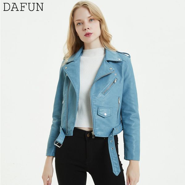 

multi color leather jacket women zip up belted pu biker jacket new fashion cropped jackets coats autumn winter parka outerwear, Black