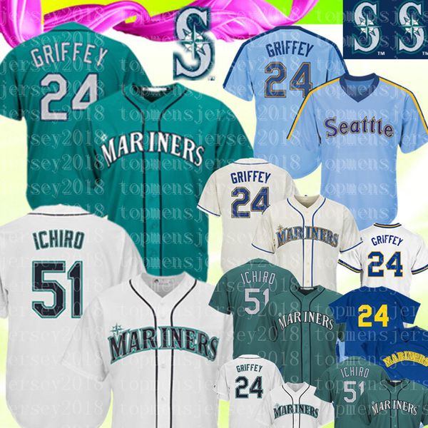 

Mariners 51 Ichiro Suzuki Baseball Jerseys Seattle Mariner 24 Ken Griffey Jr. Majestic Northwest Baseball Jerseys Cheap