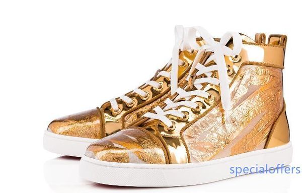 

luxury fashion high-red bottom junior spikes sneakers shoes for women,gold leather party men skateboarding with outdoor casual walking, Black