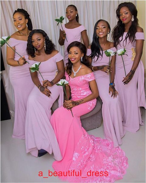 Новые длинные платья подружки невесты для свадьбы с короткими рукавами с плечами сексуальная русалка дешевая африканская страна