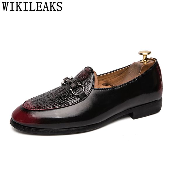 

men dress shoes leather coiffeur designer shoes men formal italian brand double monk strap elegant sepatu slip on pria, Black