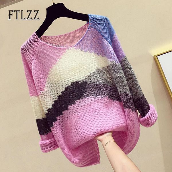 

fashion hollowing out knitted sweater women casual loose v neck long sleeved gradation pullover ladies spring autumn sweater, White;black