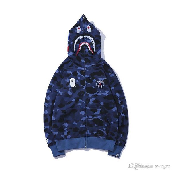 

2019 new teenager blue camo print zipper sweater men women streetwear fashion loose camo hooded hoodies sizes m-2xl, Black