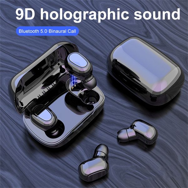 L21 verdadeira HIFI sem fio Bluetooth 5.0 Headset Esporte Twins fone de ouvido 3D Headphone estéreo portátil Magnetic carregamento Box Earbuds