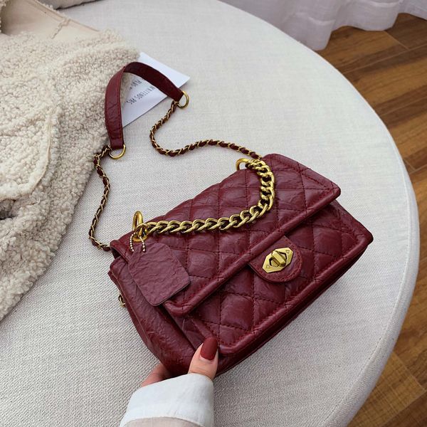 

ретро lingge цепи небольшой лоскут сумки женщины плечо курьерские сумки мода сплошной цвет женские сумки повседневная pu сумка