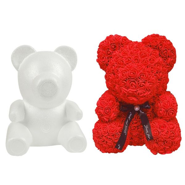 

35cm white foam bear molding diy toy for valentine's day party wedding decoration rose bear mold foam plastic flower mold