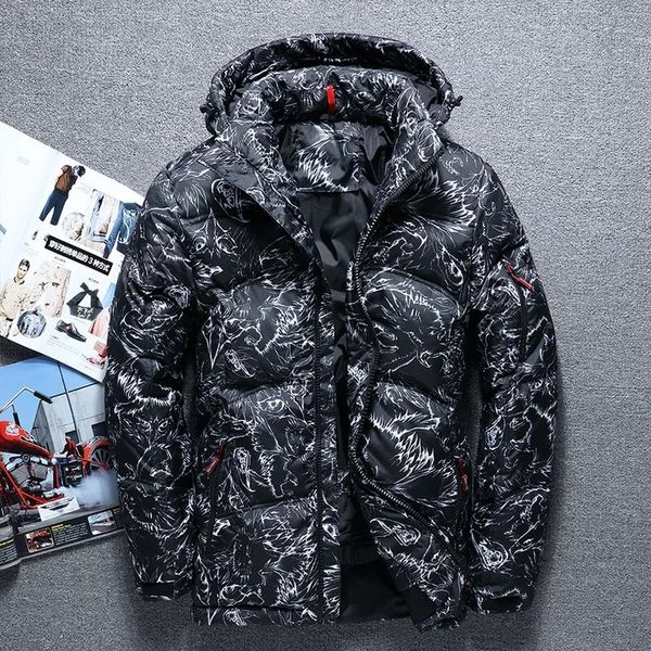 

2018 new masculina men down jacket males hooded down coat casaco masculino inverno men winter thick duck clothes, Black
