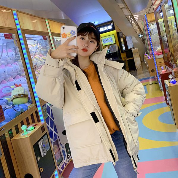 

vogue fashion parkas winter jacket women hooded windproof clothing female coat big pocket thicken warm parka woman, Black