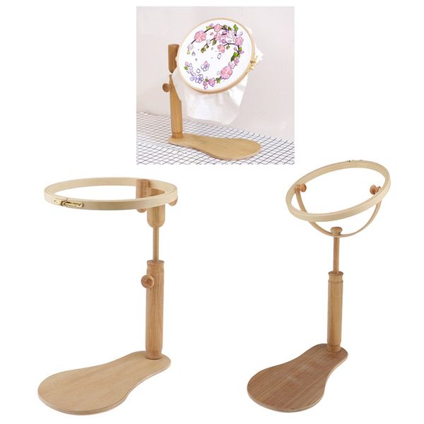 

dia21 24 28cm 37cm 41cm hoop wood tambour standing embroidery frame cross stitch quilting frame sewing embroidery tools, Black