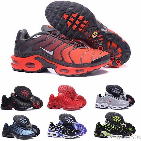

2020 горячие tn plus кроссовки открытый run обувь т.н. черный белый sport shock кроссовки mens requin olive silver metallic в a2, Black