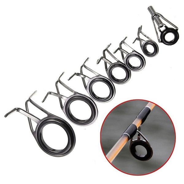 

7pcs/set fishing rod guides tip fish 5-18mm dia pole repair kit line rings eyes set-abld rod reel combo