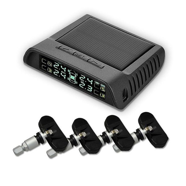 

smart solar power car tpms digital tire pressure monitoring system tire pressure alarm 4 internal sensors