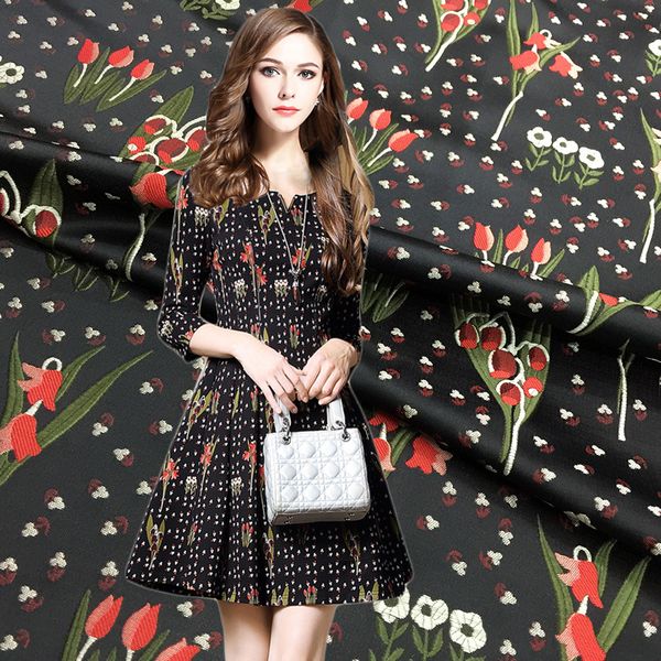 

160cm width high end floral print jacquard brocade fabric, jacquard dress fabric upholstery fabric bag tent sewing material, Black;white