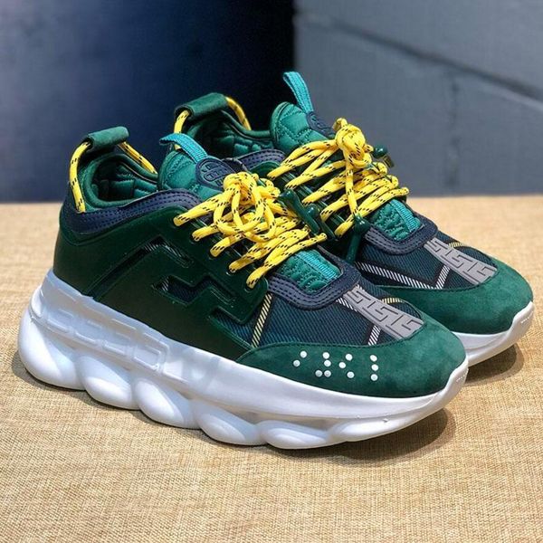 

luxury shoes chain designer casual shoes black white mesh rubber leather men women fashion casual versace sneakers flat reaction, Blue;gray