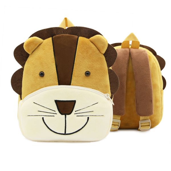 

3d cartoon lion backpack boy childrens school bags children's plush bag baby kindergarten package mochila infantil