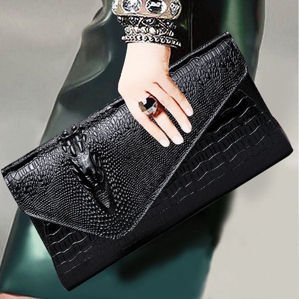 

crocodile pattern cowhide leather bag women day clutches bag fashion shoulder mobile phone women's handbags large wallet