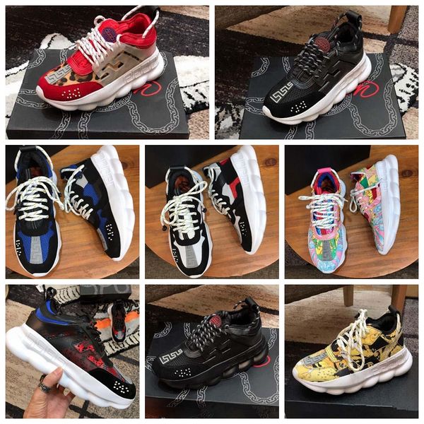 

2020 chain reaction luxury de igner hoe men women neaker now leopard blue me h rubber leather fa hion black white tn hoe, Black;green