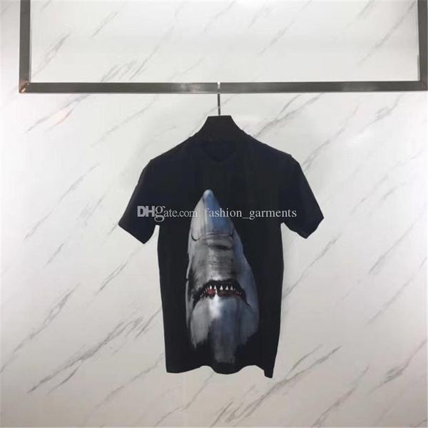 

luxury mens designer t shirt men short sleeve 3d animal shark print t shirt women camisa masculina designer t shirt, White;black