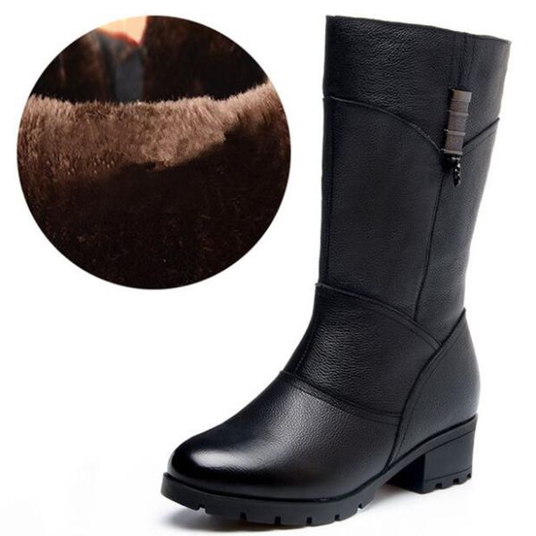 

2018 new autumn and winter boots women shoes large size genuine leather boots non-slip comfort women fashion casual shoes, Black