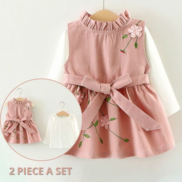 

baby girls dress 2019 cute long sleeve princess dress for girl kids clothes embroidery flower newborn baby 6m 12m 24m, Red;yellow
