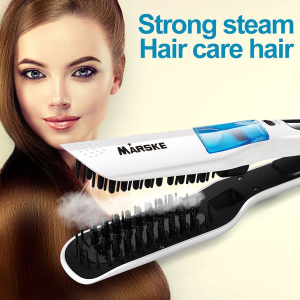 

steam straightening brush escova alisadora fast heating electric smooth brush ceramic hair straightener comb with lcd display, Black