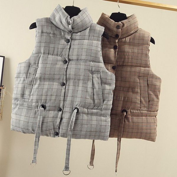 

girl clothing 2019 women lady's winter sleeveless warm plaid printed pockets coat jackets autumn winter keep warm plus size#9, Black;white