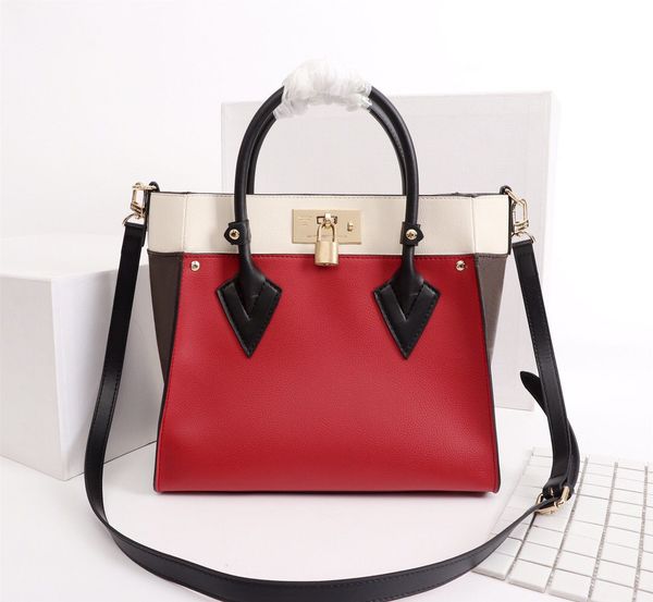 

2020 classic colors brwon letter logo leather women handbag fashion men leather shouler bag 30-27-13cm m53823 53824