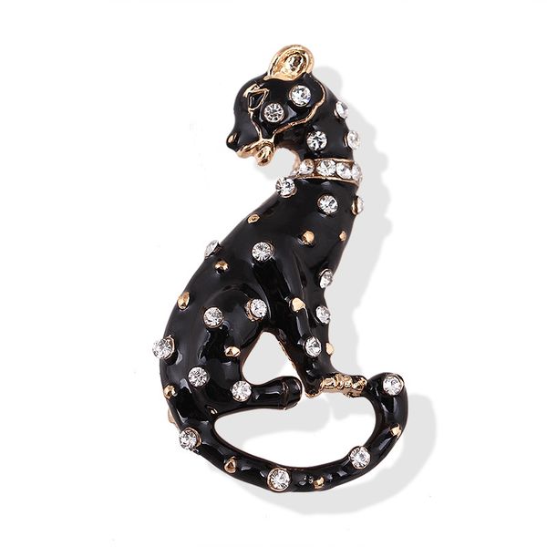 

crystal animal leopard brooch lapel pin brooches scarf buckle jewelry metal pins accessories gifts for women, Gray