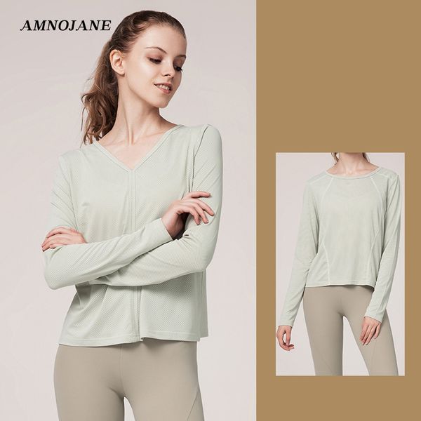 

mesh yoga long sleeve sports running gym seamless crop fitness t-shirt workout activewear for women sport shirts, White;red