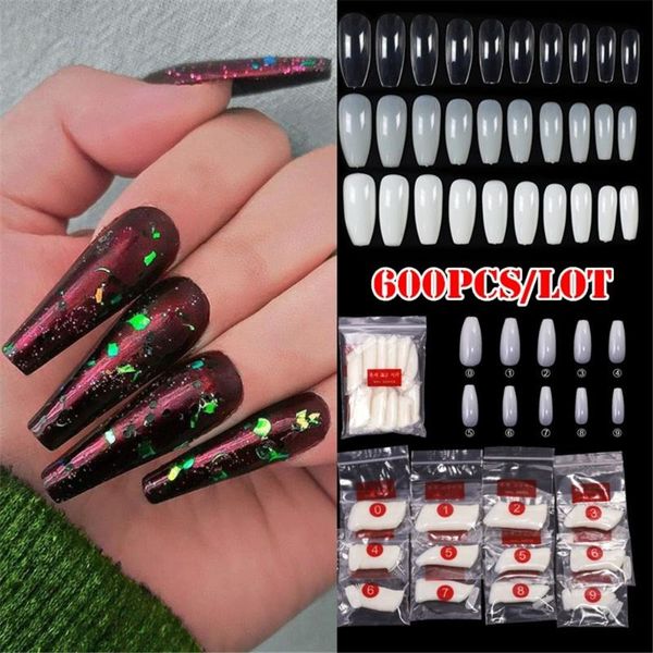 

600pcs съемные гроб форма балерина полное покрытие накладные ногти artificial маникюр поддельные ногтей расширение советы nail art patch too, Red;gold