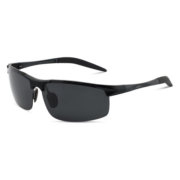

juli men's polarized sunglasses frameless sports travel driving unbreakable aluminum magnesium metal uv400 male eyewear, White;black