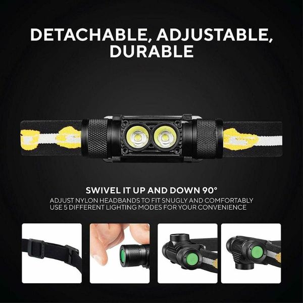 

d25s фары 18650 фары двойной luminus sst40 led 1200lm usb аккумуляторная лампа